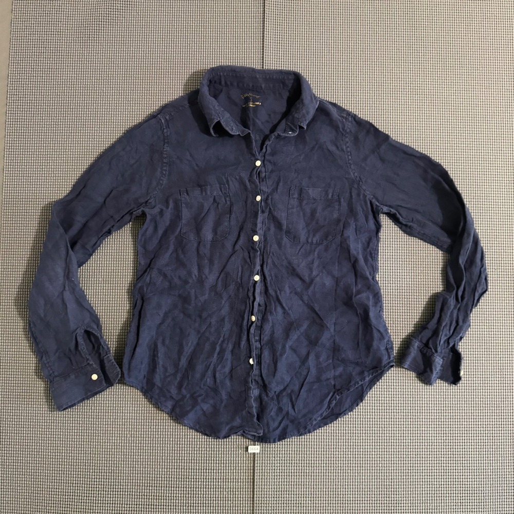 Lilly Pulitzer Navy Blue Long Sleeve Button Down Shirt Womens Size S